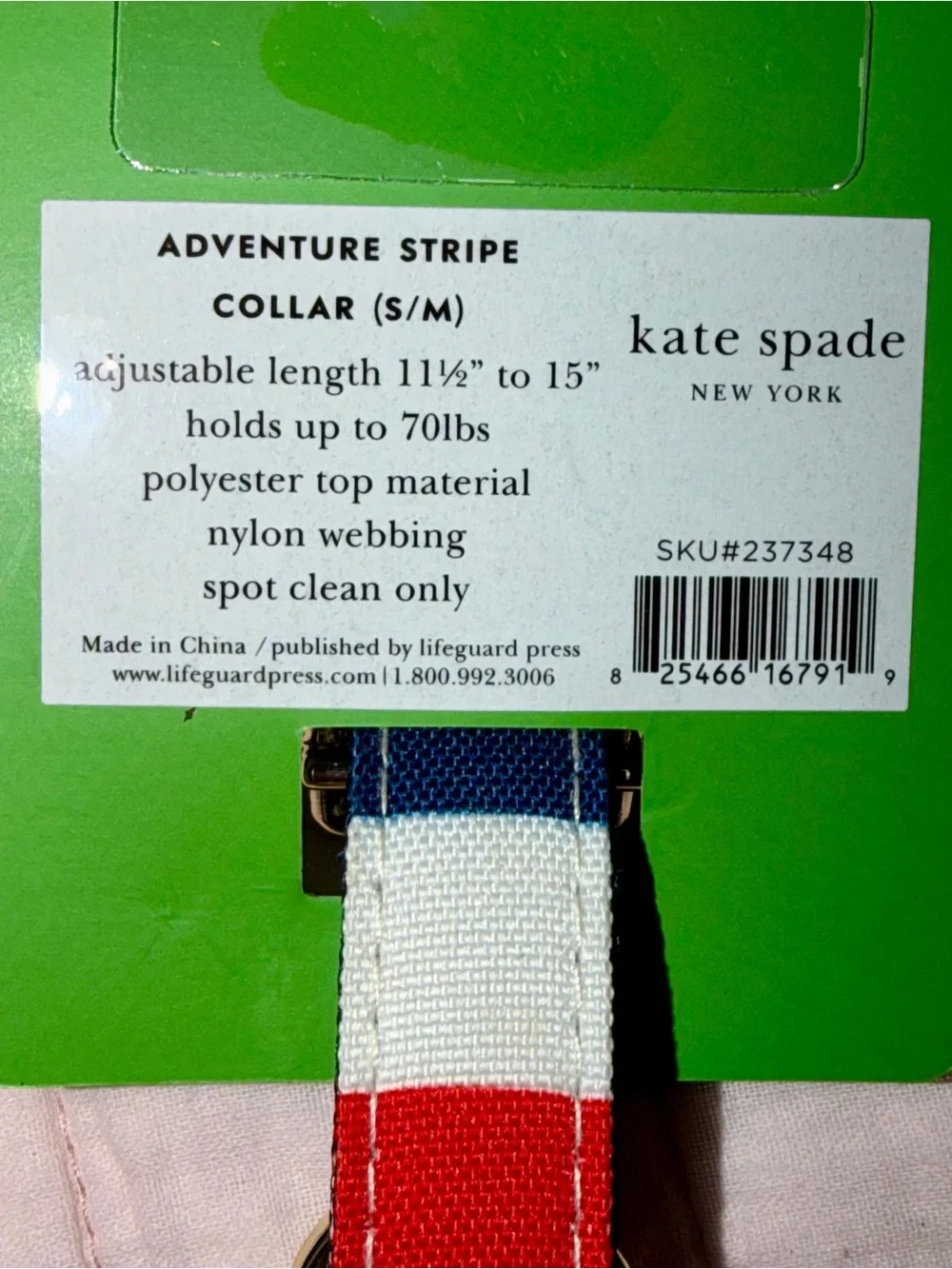 kate spade New York Multicolor Stripe Pet Collar NWT
